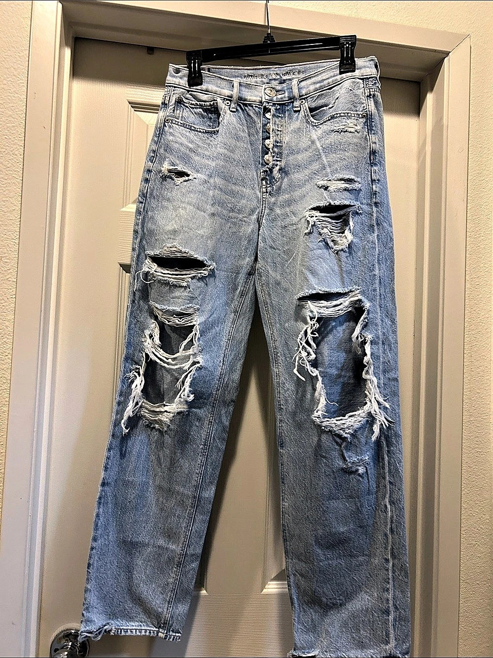 American Eagle AE Ripped Mom Jean Boyfriend Jeans Blue Size 6 long
